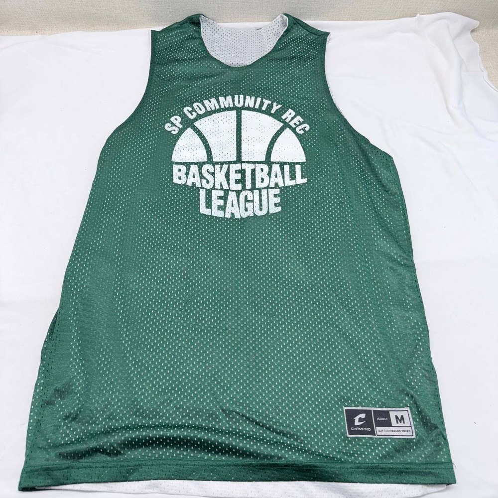 Champro Mens Reversible Mesh Basketball Jersey Green White Size M SP Rec League
